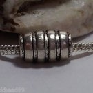 1pc Tibetan Silver Ribbed Tube Spacer Large Hole European Bead Charm
