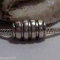 1pc Tibetan Silver Ribbed Tube Spacer Large Hole European Bead Charm