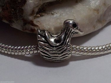 1pc Tibetan Silver Chicken Bird Animal Spacer Large Hole European Bead Charm