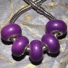 10pcs Acrylic Silver Buckle Core European Charm Beads Bracelet Solid Purple