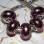 10pcs Acrylic Silver Buckle Core European Charm Beads Magenta Metallic