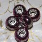 10pcs Acrylic Silver Buckle Core European Charm Beads Magenta Metallic