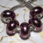 10pcs Acrylic Silver Buckle Core European Charm Beads Magenta Metallic
