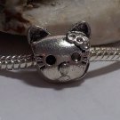 1pc Tibetan Silver Large Kitty Cat Spacer Large Hole European Bead Charm Hello