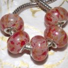 10pcs Acrylic Silver Buckle Core European Charm Beads Transparent Red Orange