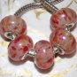 10pcs Acrylic Silver Buckle Core European Charm Beads Transparent Red Orange