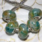 10pcs Acrylic Silver Buckle Core European Charm Beads Transparent Yellow Blue