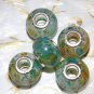 10pcs Acrylic Silver Buckle Core European Charm Beads Transparent Yellow Blue