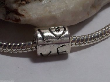 1pc Tibetan Silver Love Tube Words Heart Spacer Large Hole European Bead Charm