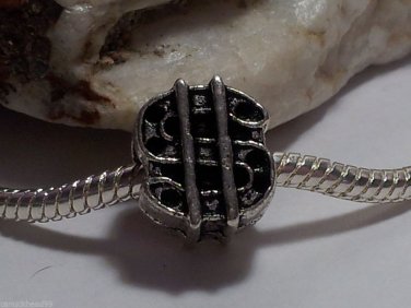 1pc Tibetan Silver Dollar Sign Money Spacer Large Hole European Bead Charm