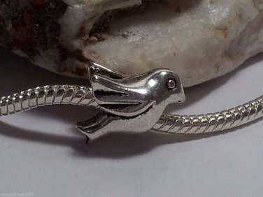 1pc Tibetan Silver Dove Bird Animal Spacer Large Hole European Bead Charm