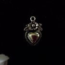 12pcs Tibetan Silver Metal Alloy Charm Charms Pendant Flower on Heart 19x11mm