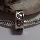 1pc Tibetan Silver Hearts Stamped Ring Spacer Large Hole European Bead Charm