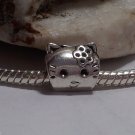 1pc Tibetan Silver Small Kitty Cat Spacer Large Hole European Bead Charm Hello