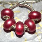 10pcs Acrylic Silver Buckle Core European Charm Beads Bracelet Transparent Red