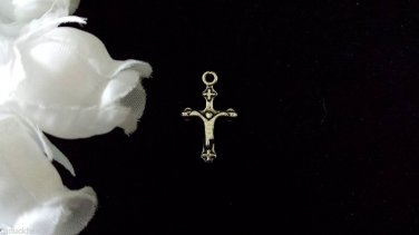 12pcs Tibetan Silver Metal Alloy Charm Charms Pendant Mini Cross Crucifix 19x6mm