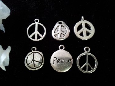 12pcs Tibetan Silver Metal Alloy Charm Charms Pendant Peace Signs Mix #4