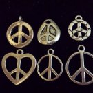 12pcs Tibetan Silver Metal Alloy Charm Charms Pendant Peace Signs Mix #6
