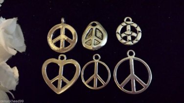 12pcs Tibetan Silver Metal Alloy Charm Charms Pendant Peace Signs Mix #6