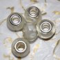10pcs Murano Glass Silver Buckle Core European Charm Beads Cream White Spots