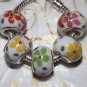 10pcs Ceramic Silver Buckle Core European Charm Beads Flower Print