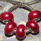 10pcs Acrylic Silver Buckle Core European Charm Beads Bracelet Solid Red