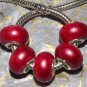 10pcs Acrylic Silver Buckle Core European Charm Beads Bracelet Solid Red