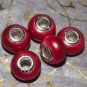 10pcs Acrylic Silver Buckle Core European Charm Beads Bracelet Solid Red
