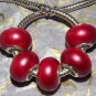 10pcs Acrylic Silver Buckle Core European Charm Beads Bracelet Solid Red