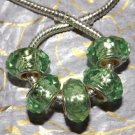 10pcs Acrylic Silver Buckle Core European Faceted Charm Beads 14mm Light Green