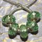 10pcs Acrylic Silver Buckle Core European Faceted Charm Beads 14mm Light Green