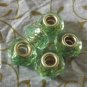 10pcs Acrylic Silver Buckle Core European Faceted Charm Beads 14mm Light Green