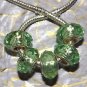 10pcs Acrylic Silver Buckle Core European Faceted Charm Beads 14mm Light Green