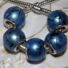 10pcs Acrylic Silver Buckle Core European Charm Beads Large Drum Blue
