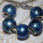 10pcs Acrylic Silver Buckle Core European Charm Beads Large Drum Blue