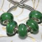 10pcs Murano Glass Silver Buckle Core European Charm Beads Green Swirl