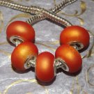 10pcs Acrylic Silver Buckle Core European Charm Beads Bracelet Solid Orange