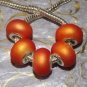 10pcs Acrylic Silver Buckle Core European Charm Beads Bracelet Solid Orange