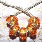 10pcs Acrylic Silver Buckle Core European Faceted Charm Beads 14mm Orange