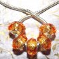 10pcs Acrylic Silver Buckle Core European Faceted Charm Beads 14mm Orange