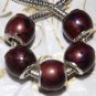 10pcs Acrylic Silver Buckle Core European Charm Beads Drum Brown