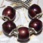 10pcs Acrylic Silver Buckle Core European Charm Beads Drum Brown