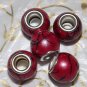 10pcs Acrylic Silver Buckle Core European Charm Beads Large Drum Red