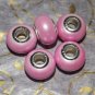 10pcs Acrylic Silver Buckle Core European Charm Beads Bracelet Solid Light Pink