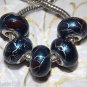 10pcs Acrylic Silver Buckle Core European Charm Beads Blue Silver Paint Lines