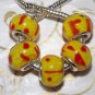10pcs Murano Glass Silver Buckle Core European Charm Beads Yellow Orange Spots