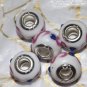 10pcs Ceramic Silver Buckle Core European Charm Beads Pink "S" Blue Crystal