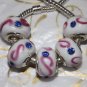 10pcs Ceramic Silver Buckle Core European Charm Beads Pink "S" Blue Crystal