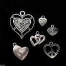 12pcs Tibetan Silver Metal Alloy Charm Charms Mixed Hearts