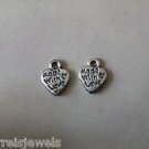20pcs Tibetan Silver Metal Alloy Charm Pendant Heart "Made With Love" 12x10mm